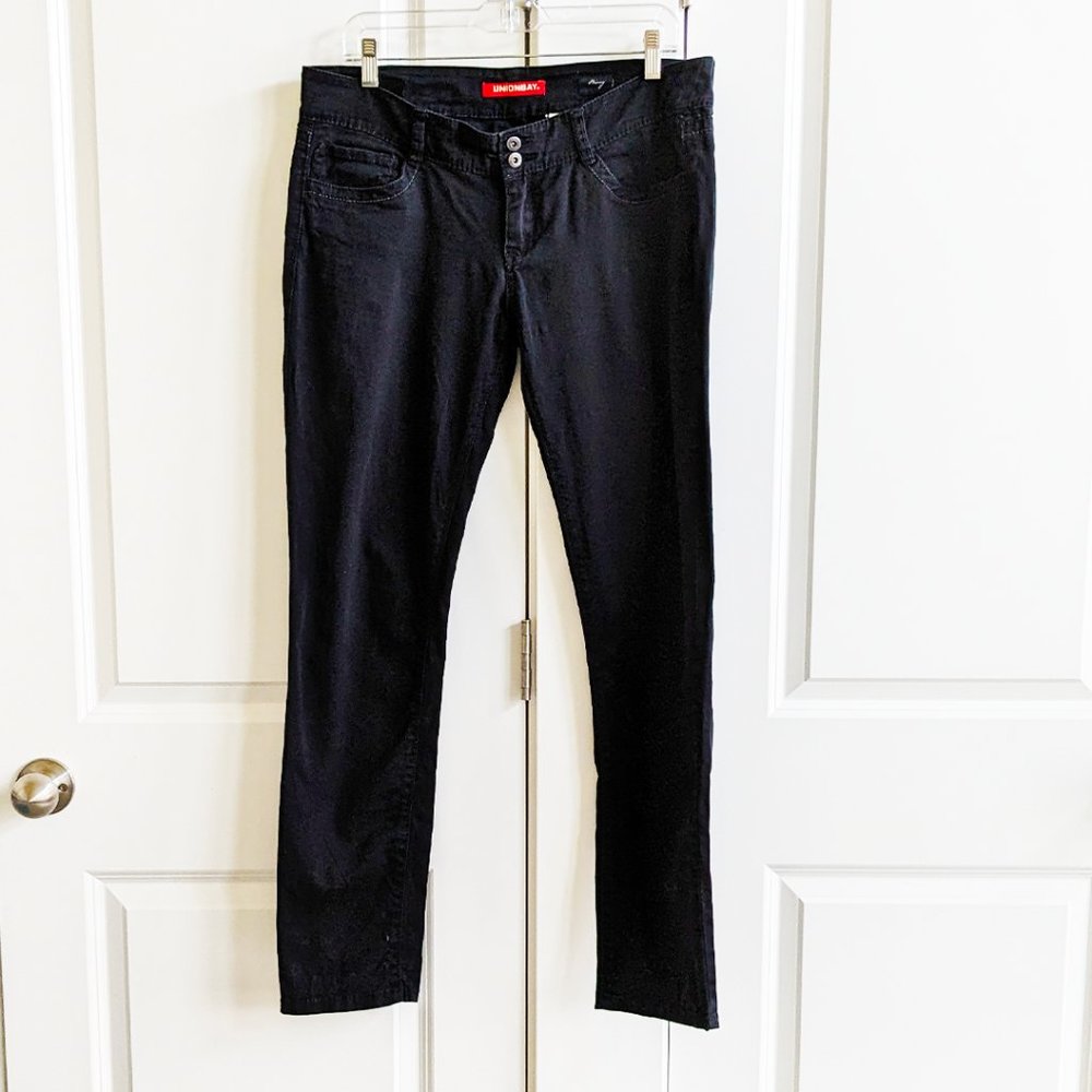 Unionbay Y2K Skinny Low Rise Jeans Women 11 Black Stretch Moody Emo Punk Retro